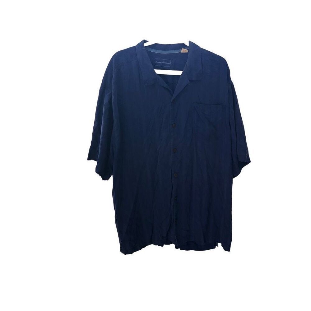 Tommy Bahama 100% Silk Button Down Blue XXL (2XL)